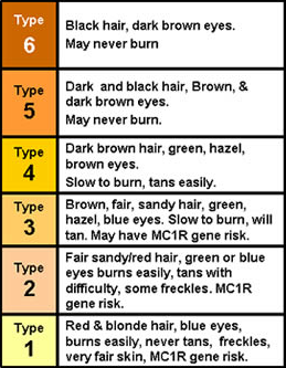 Fitzpatrick Skin Type Chart With Color Boxes Vaderma Laser Hair